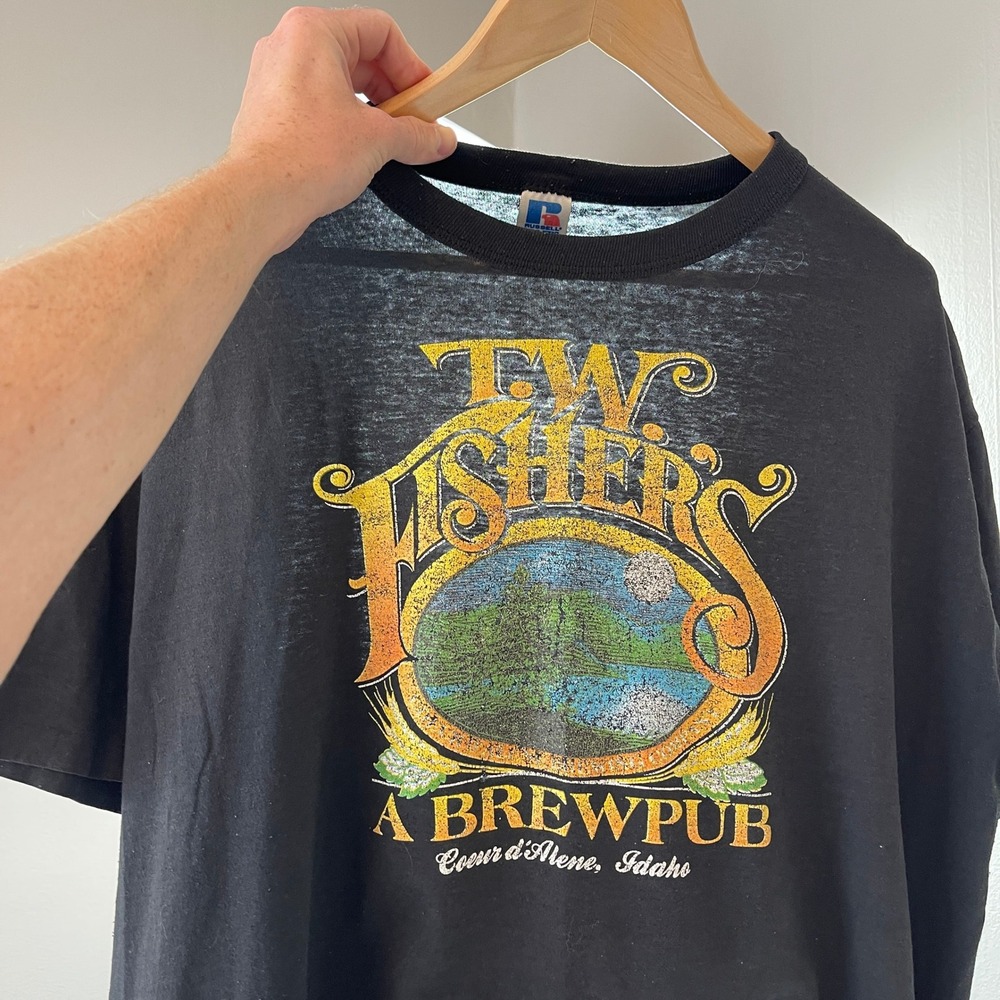 VTG Russell Athletic Shirt Mens XL 80s Paper Thin Burnout Pub Bar Outdoor USA